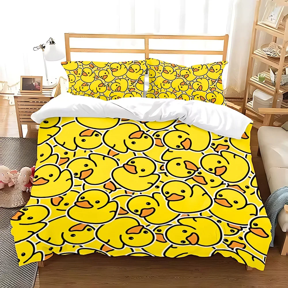

Пододеяльник с желтой уткой, наволочка, комплект постельного белья для взрослых, мальчиков и девочек, украшение для спальни, детский подарок, одинарный, двойной, большой размер
