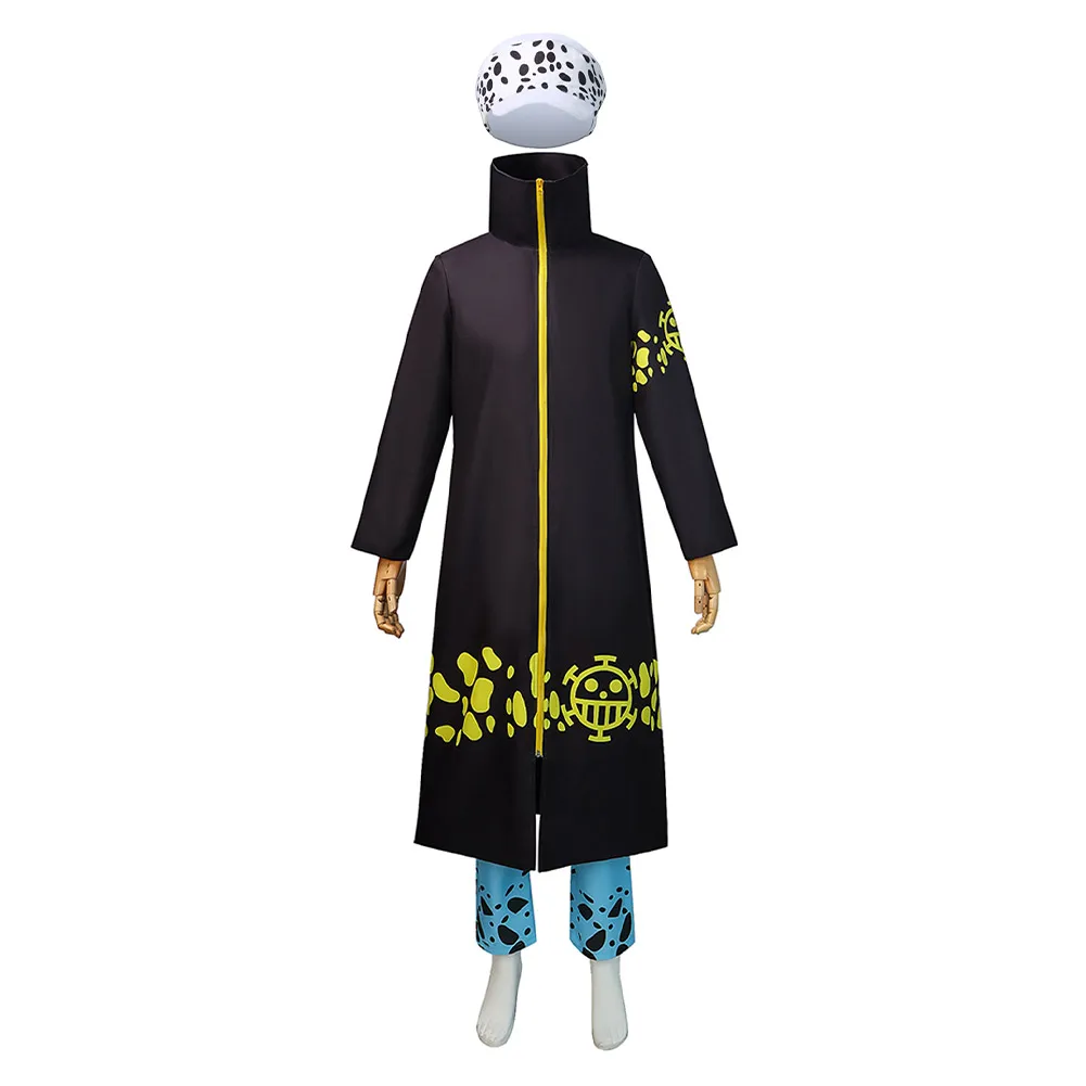 One Cos Piece Trafalgar D. Water Law Cosplay Men Costume Coat Pants Hat Set Clothing Adult Male Halloween Party Disguise Suit