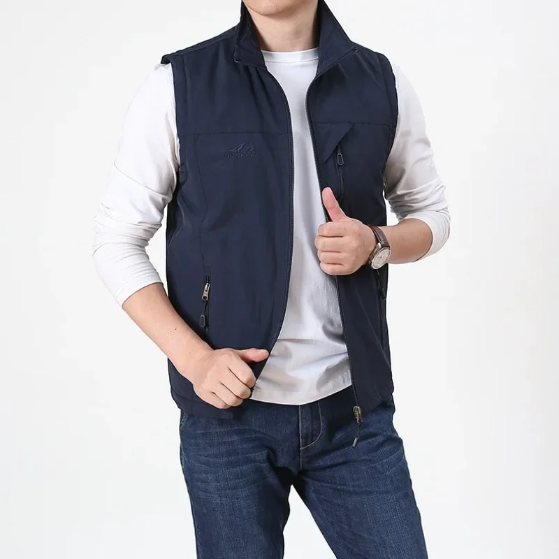 Mens Designer Clothes Sleeveless Jacket Fishing Vests Professional Tactical Vest for Men Work Wear Hunting Leather Embroidered