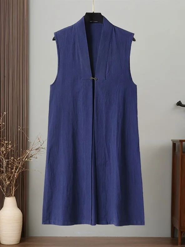 

Мужские и женские льняные жилеты с длинным рукавом и V-образным вырезом, монашеская одежда, таоистская мантия, модная осенняя одежда