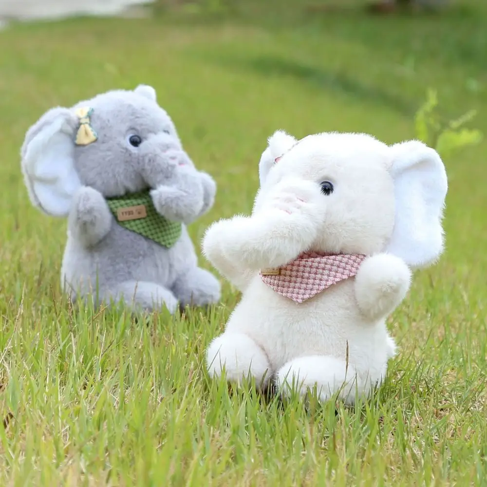 

Cute PP Cotton Elephant Plush Doll Big Ear Bowknot Hugging Plush Toy Fluffy Soft Stuffed Elephant Toy Home Decor