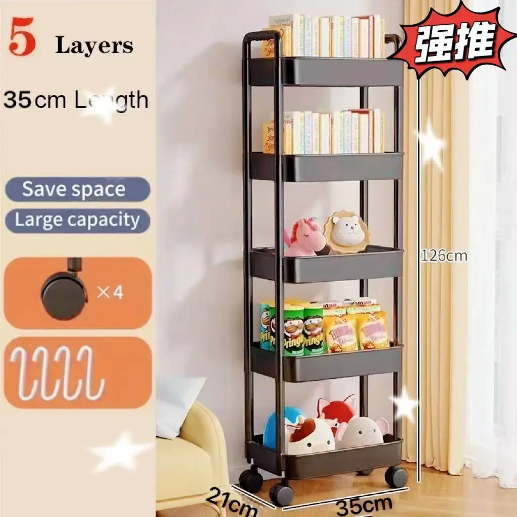 Mobile Storage Rack Trolley Organizer Household Kitchen Multifunctional Cart With Wheels Home Accessories Multi Storey Bookshelf