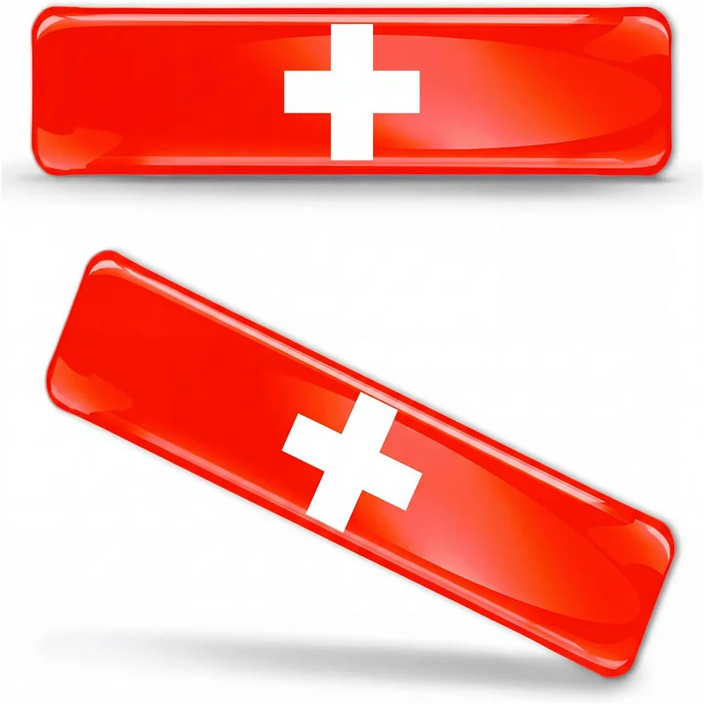 2 x Adesivos de Silicone 3D em Formato de Cúpula, Bandeira Nacional da Suíça, para Carro, Moto, Capacete, Celular, Tablet, Mala