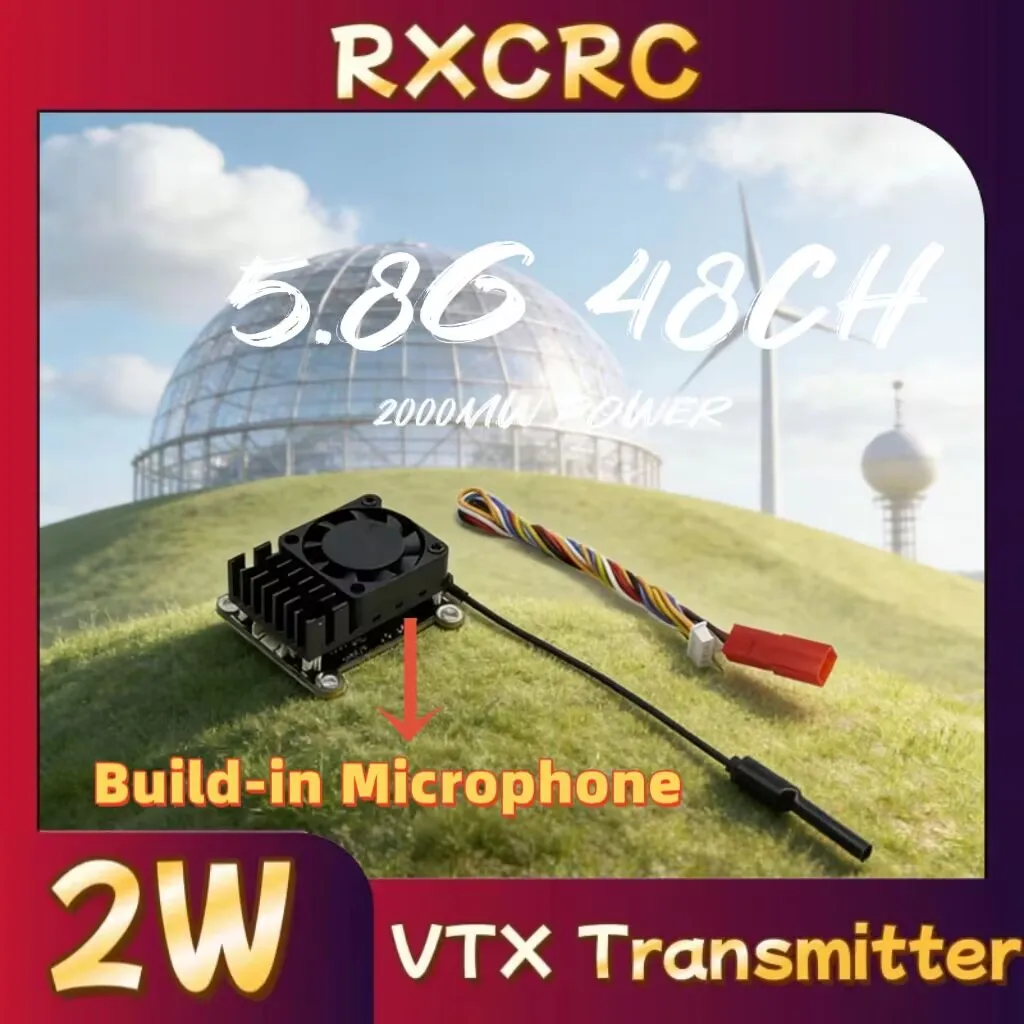 

RXC 5.8G 2000mW Power VTX 48CH long range FPV Audio & Video Transmitter with Build-in Mic Hole For RC Multicopter FPV Drone Part