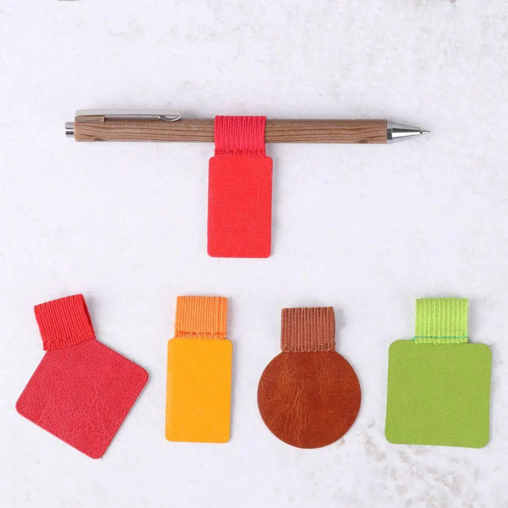 4 Pcs / Set Convenient Multicolor Self-Adhesive Leather Pen Clips Pencil Elastic Loop Self-adhesive Pens Holder