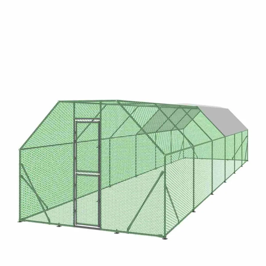 

10' x 40' Wire Mesh Chicken Run Shelter Coop Galvanized Steel 400 SqFt Lockable Gate PVC Coated Mesh TMGCRS1040