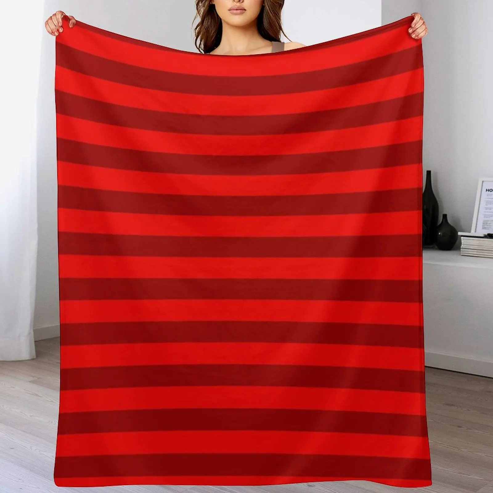 

Red Maroon Stripes Throw Blanket Shaggy Furry Soft Blanket for Bedroom Living Room