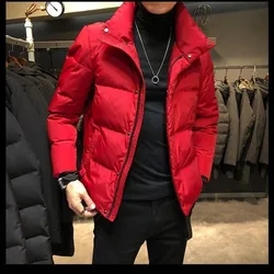 2023 New Men Cotton Coat Winter Jacket Short Self-cultivation Parkas Thicken Warm Leisure Outwear Hooded Fashion Overcoat