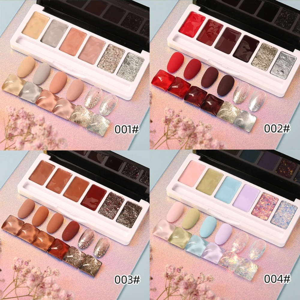 

6Colors Macaron Solid Nail Gel Palette Glitter Pink Blue Mud Painting Gel Set Nail Art Design Semi Permanent UV Gel Varnish