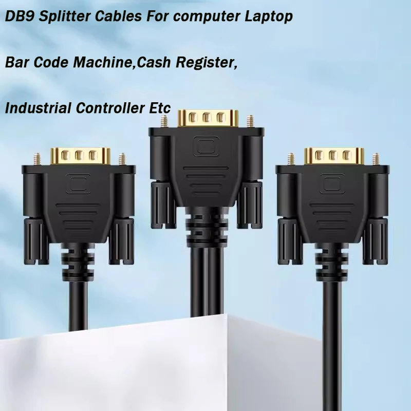 موزع كابل تسلسلي DB9 ، متصل مباشرة COM ، كابل بيانات من الذكور إلى الإناث ، تسجيل النقدية ، شاشة po ، 9Pin ، 1 إلى 2 ، Rs232