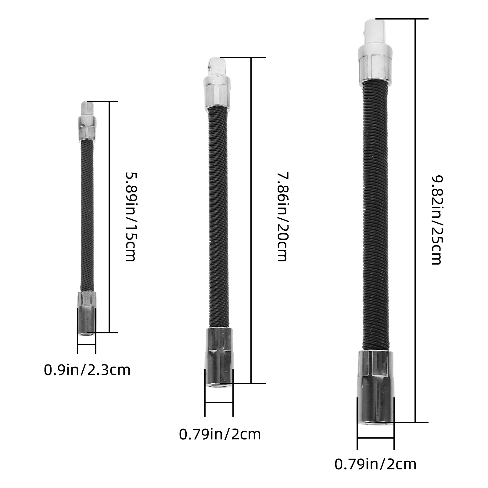 1 Set 1/4" 3/8" 1/2" Flexible Socket Extension Bars Bendable Shaft For Car Repair Wrench Extender Socket Extension Bar Set Hand
