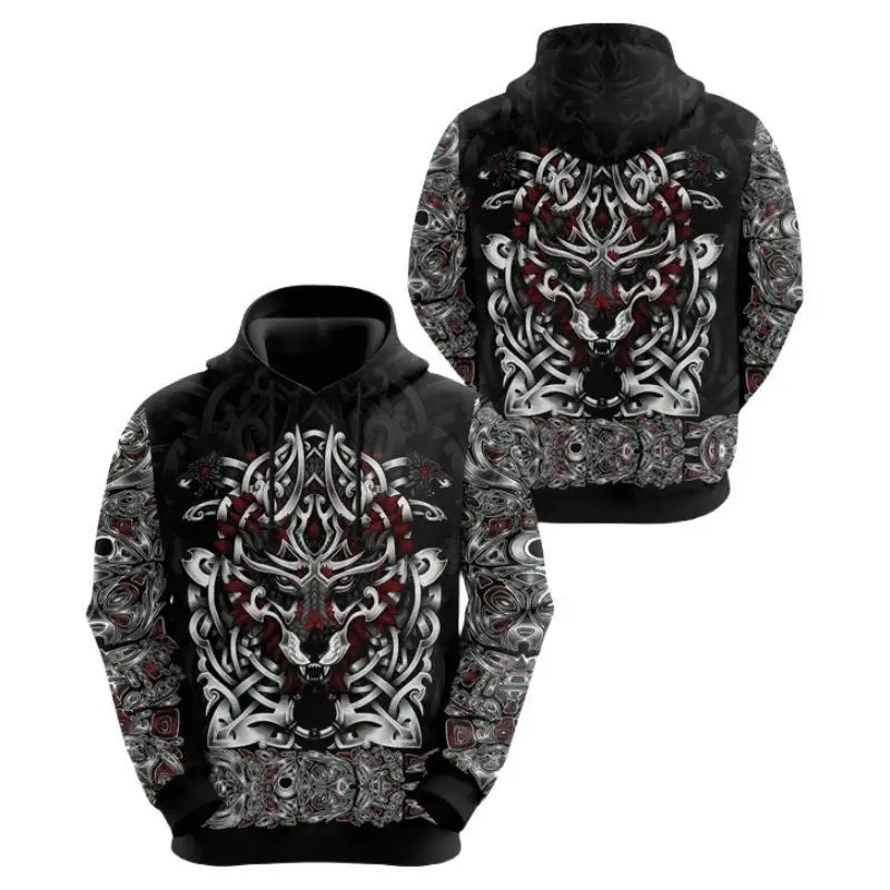 Men's New Fashion Spring Autumn 3d Print Sweatshirt Oversized Designer Pullovers Casual Popular Wolf Luxury Y2k Hoodies For Men