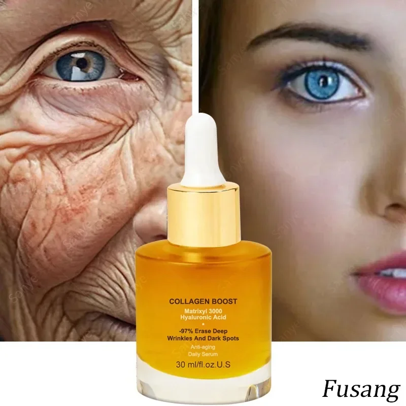 Collagen Wrinkle Remover Women Face Serum Anti Aging Whitening Essence Moisturizing Fade Fine Lines Brightening Skin Korean Care