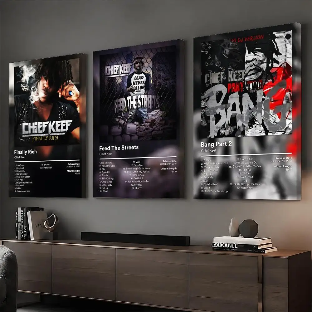 C-Chief Keef Rapper Album Painting Calligraphy HD Modern Style Inner Frame Canvas Poster Bedroom Room