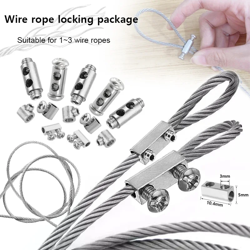 1set of single/double hole adjustable wire rope buckle clamp 304 stainless steel wire rope for DIY lamp hanging clamp lock clamp