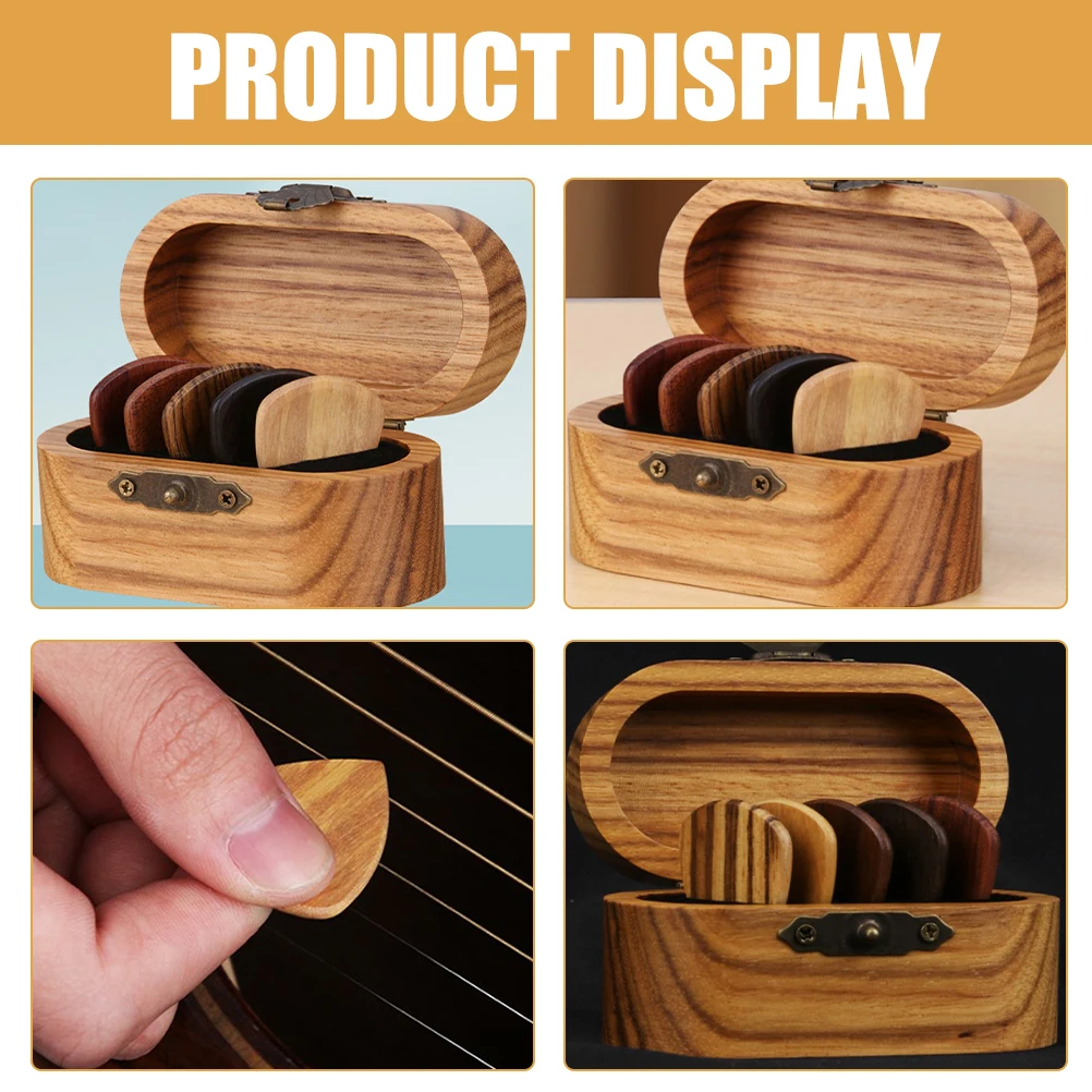 

Pick Storage Box Guitar Accessories Folk Picks for Electric Wood Acoustic with Holder Guitars