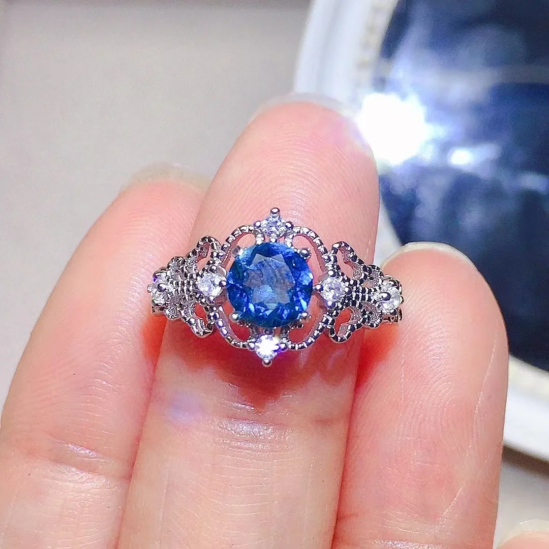 Vintage 925 Silver Topaz Ring for Party 6mm VVS Grade Natural Topaz Silver Ring Solid 925 Silver Topaz Jewelry