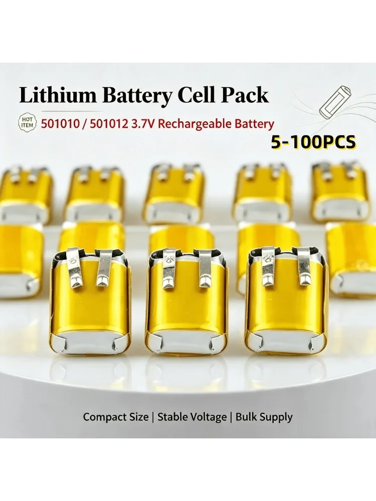 5-100 szt. Akumulatory litowo-polimerowe 501010 501012 Lipo 3.7V 35mAh do słuchawek, oświetlenia LED, MP3/MP4 — 2