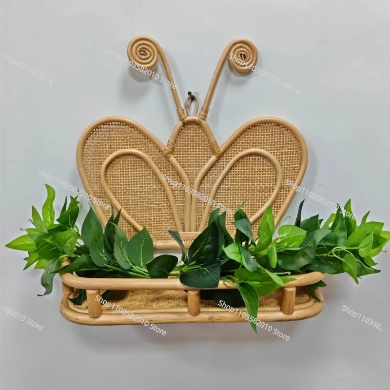Rattan Hanger Retro Storage Rack - Wall Hanging Shelf & Bookshelf