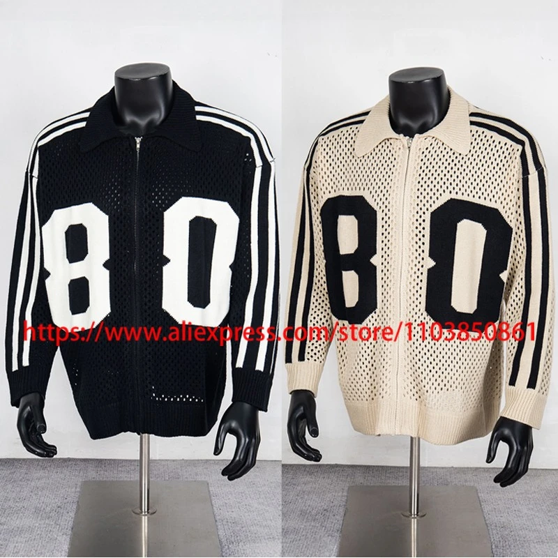 

Young High Quality Casual Zipper Cardigan Saint Sweater Knitted Hollowed-out Design Loose All-match SAINT Zipper Coat