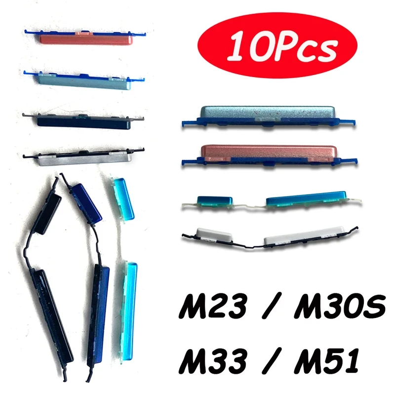 

10Pcs Side Key Buttons For Samsung M23 M30S M33 M51 Power Volume Button Power ON OFF Volume Up Down