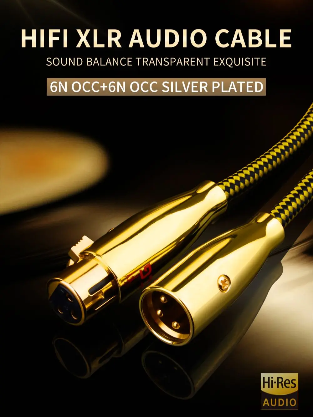 Kabel audio XLR YYTCG Hifi, wykonany z wysokiej jakości miedzi OCC/OF, czysty kabel XLR, wtyk męski do wtyku żeńskiego, do mikrofonu i miksera. — zdjęcie produktu 7