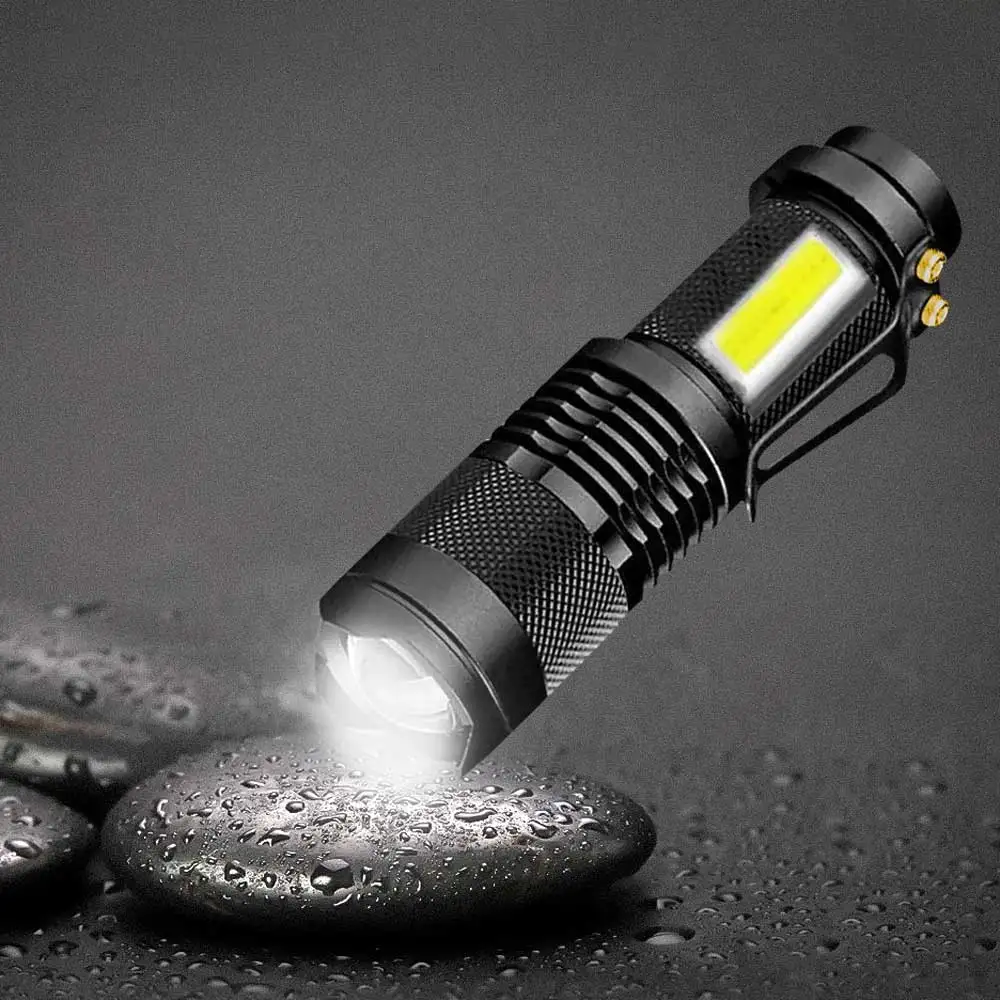 4 Modes Portable Working Flash lamp White LED Flashlight Zoomable torch flashlight Lighting lantern Use AA 14500 Battery Light