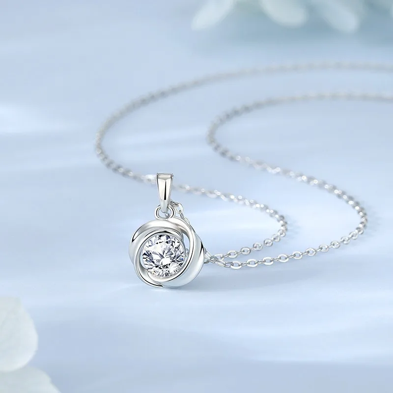 

TIMESWIND Fashion Women S999 Silver Light Luxury Mobius Zirconium Necklace with Certificate