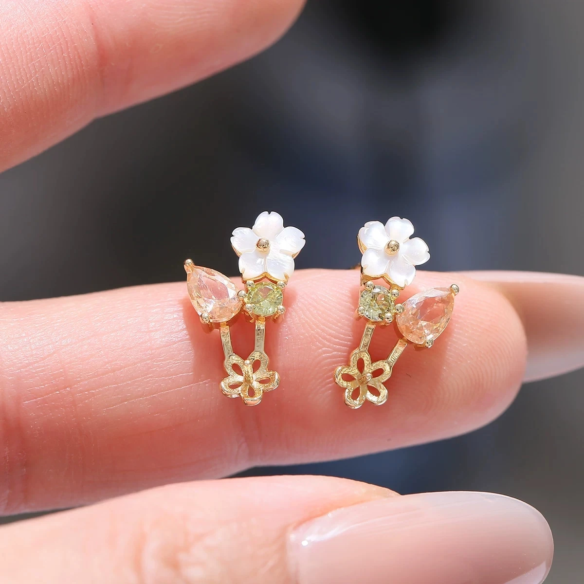 Flower S925 Sterling Silver Earrings Base Findings Mountings Jewelry Mounts Fittings Accessories for 8-10mm Pearls 3 pairs/lot