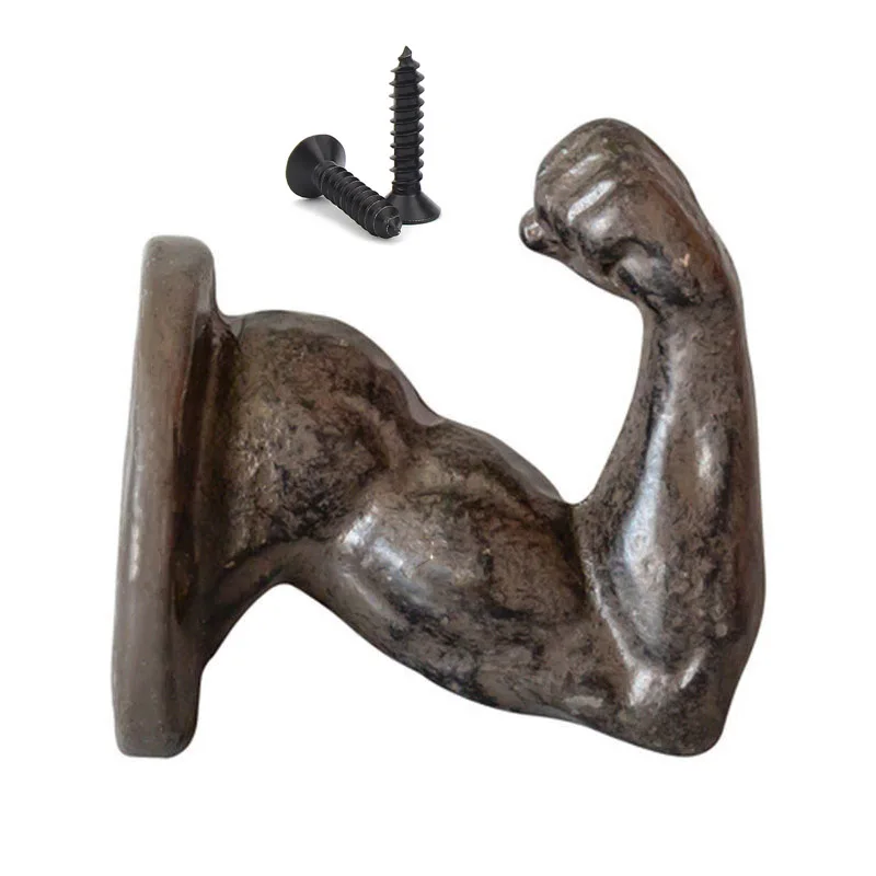 Creative Arm Shape Wall Mount Decorative Hooks Cast Iron Retro Clothes Coat Hats Towel Hanger Shelf For Kitchen Home Decoration