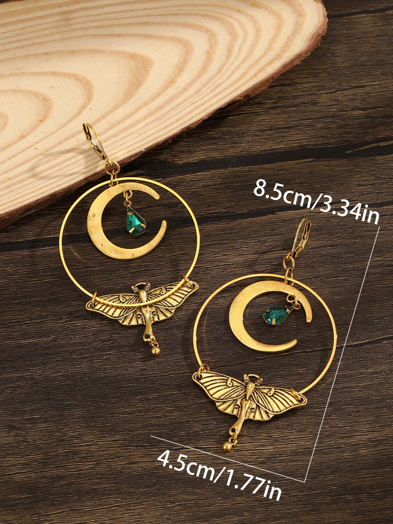 أقراط معدنية منحوتة للنساء ، نمط بوهيمي ، قمر وعثة ، هدايا عصرية ومبتكرة ، مجوهرات