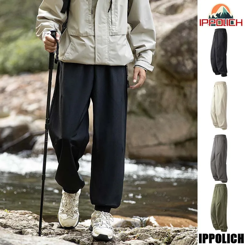 Hiking Pants Men Waterproof Antifouling Elastic Cord At Waistband Light Tactical Outdoor Fishing Travel Running Cargo Pants