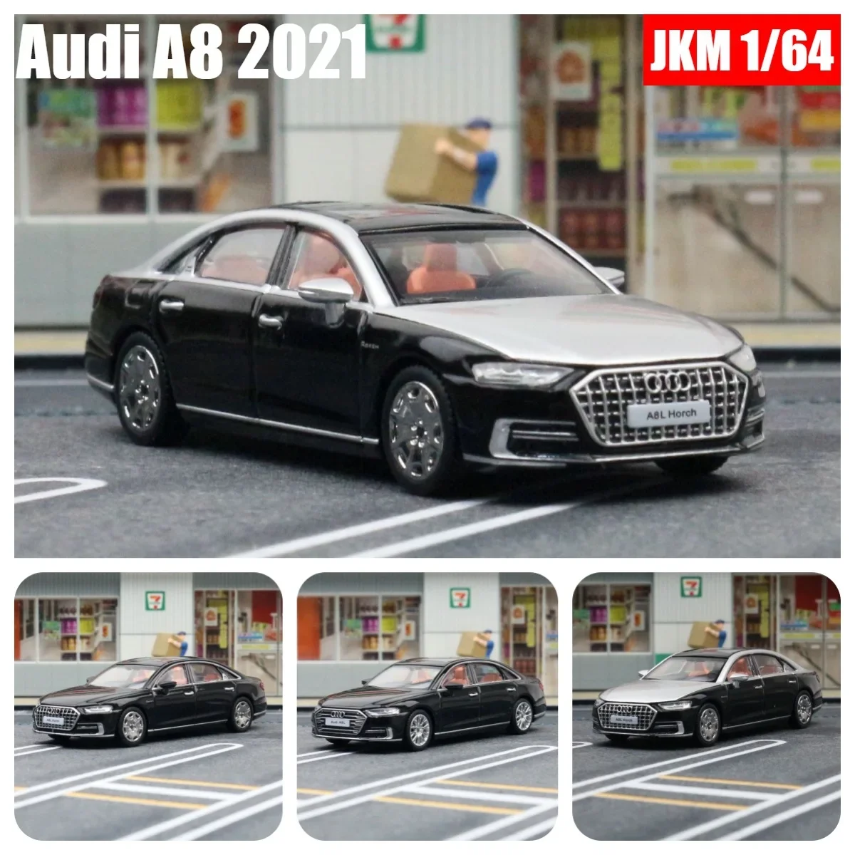 

JKM 1:64 Audi A8 A8L Horch A7L High Simulation Micro Diecasting Alloy Sliding car Ornament Collection Gift Car Model