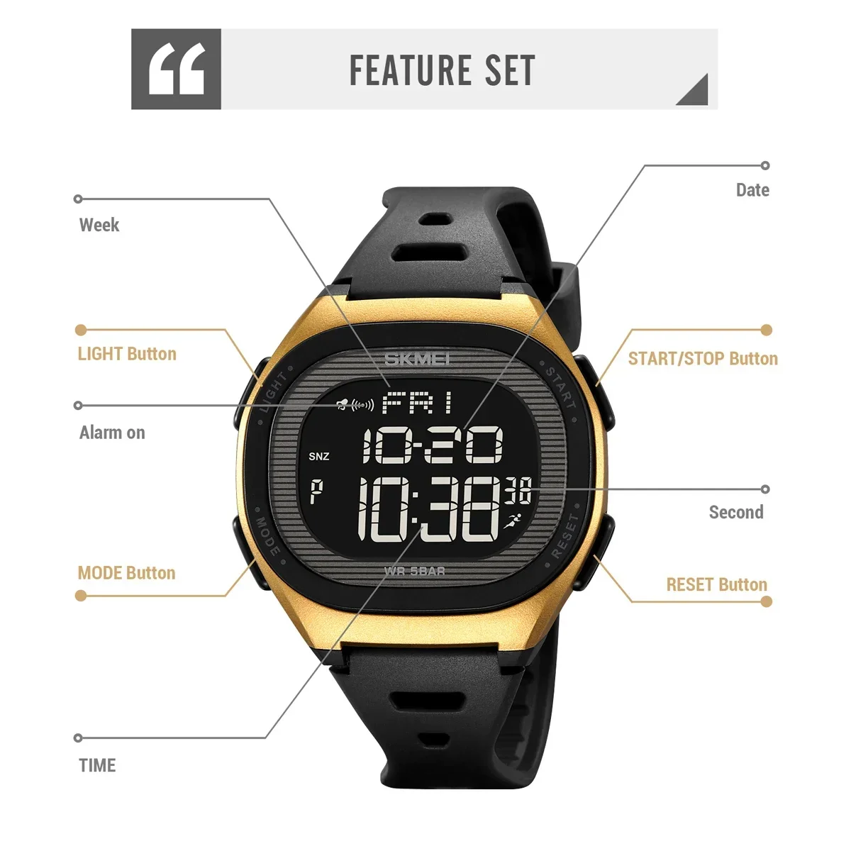 Skmei 2189 relógios eletrônicos esportes relógio militar reloj hombre multifuncional relógios de pulso digitais para homens mulheres à prova dwaterproof água