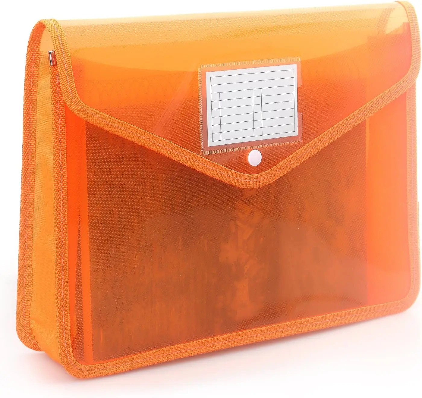 

Clear Expanding File Folder, Large Capacity, Snap Closure, Fits Letter/A4, Orange