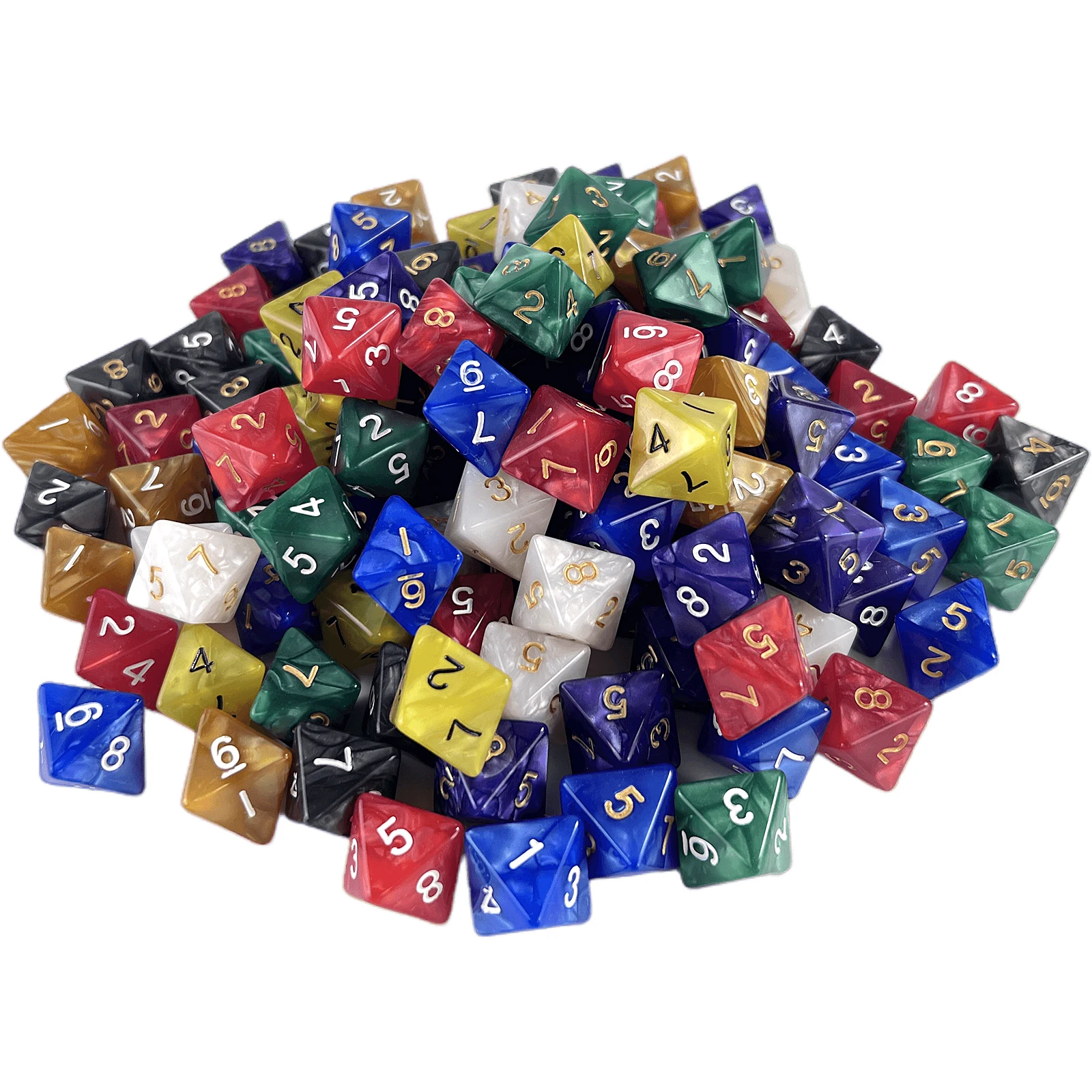 D8 Dice Set 10pcs Polyhedral Marble Effect Board Game Dice for DND TRPG Dice Collection