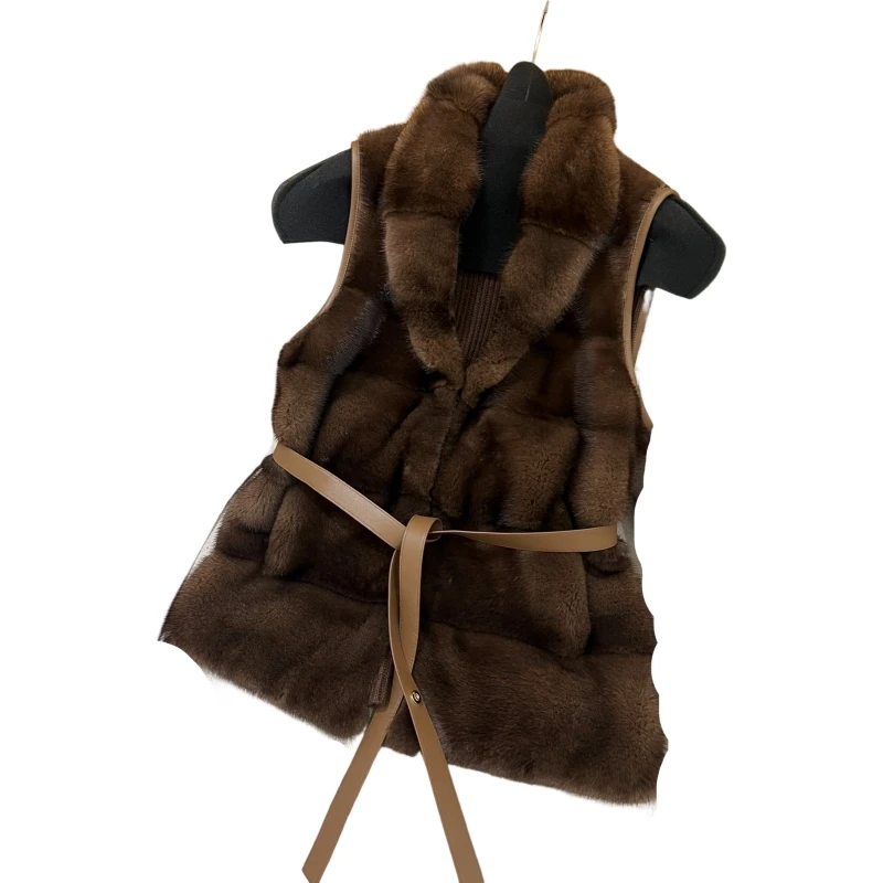 Nuovo Autunno/Inverno 2024 visone lavorato a maglia gilet di cashmere impiombato pelle di pecora cappotto di pelliccia da donna giacca furr chamarras