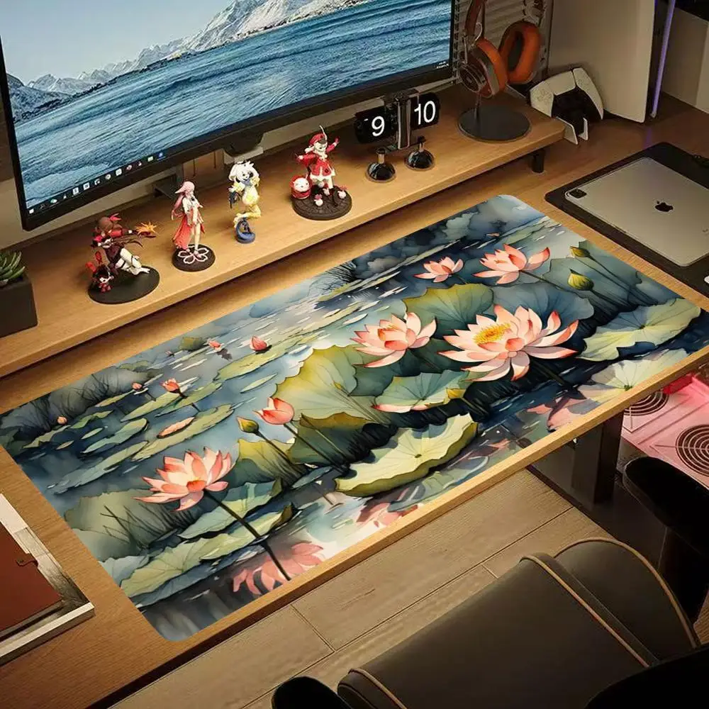 

Lotus leaf lotus Mouse Pad 90x40CM non-slip Gaming Mousepad Gamer E-Sports Mouse Mat Game Mechanical Keyboard XXL Desk Mat