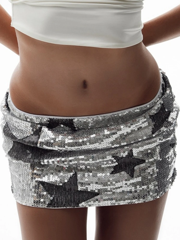 

Star Sequined Mini Skirts For Women Y2k Clothes Club Outfit Low Rise Falda Sexy Mujer Bodycon Jupe Femme Korean Fashion Clothing