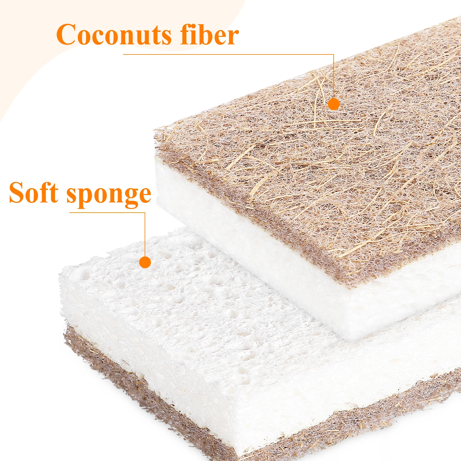 

12Pcs Cleaning Sponges Coconut Fiber Scrubber Kitchen Bathroom Highly Absorbent Non Scratch Household Tools Kitchen Sponge
