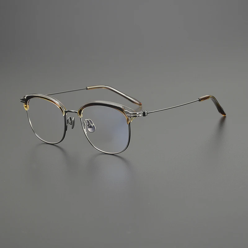 إطار نظارات مربع كبير الحجم ياباني عتيق للرجال والنساء من التيتانيوم خفيف الوزن بتصميم علامة تجارية نظارات وجه كبيرة #5