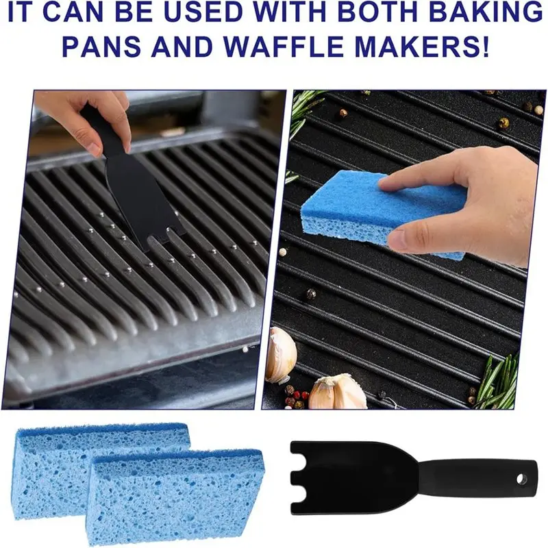 AB46-For George Forman& Cuisinart Indoor Grills Cleaning Sponges And Upgraded Grill Scraper Scouring Pads Heat