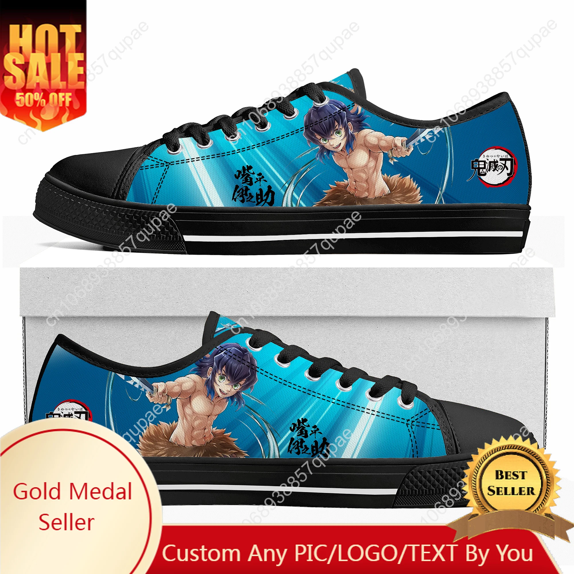 

Hashibira Inosuke Cartoon Anime Low Top Sneakers Mans Womens Teenager High Quality Shoes Casual Tailor-Made Canvas Sneaker Shoes