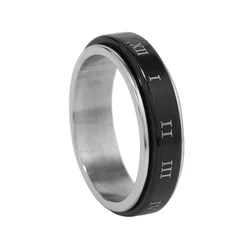 Fashion Jewelry Black Roman Numeral Rotatable Men's Titanium Steel Ring