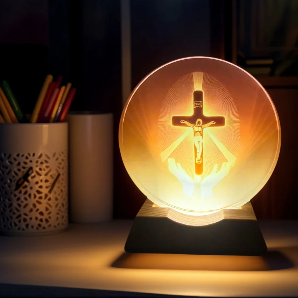 1pc Cross-shaped night light is suitable for Ramadan lovers, Mother's Day, Easter, New Year celebrations, bedroom table lamp, at