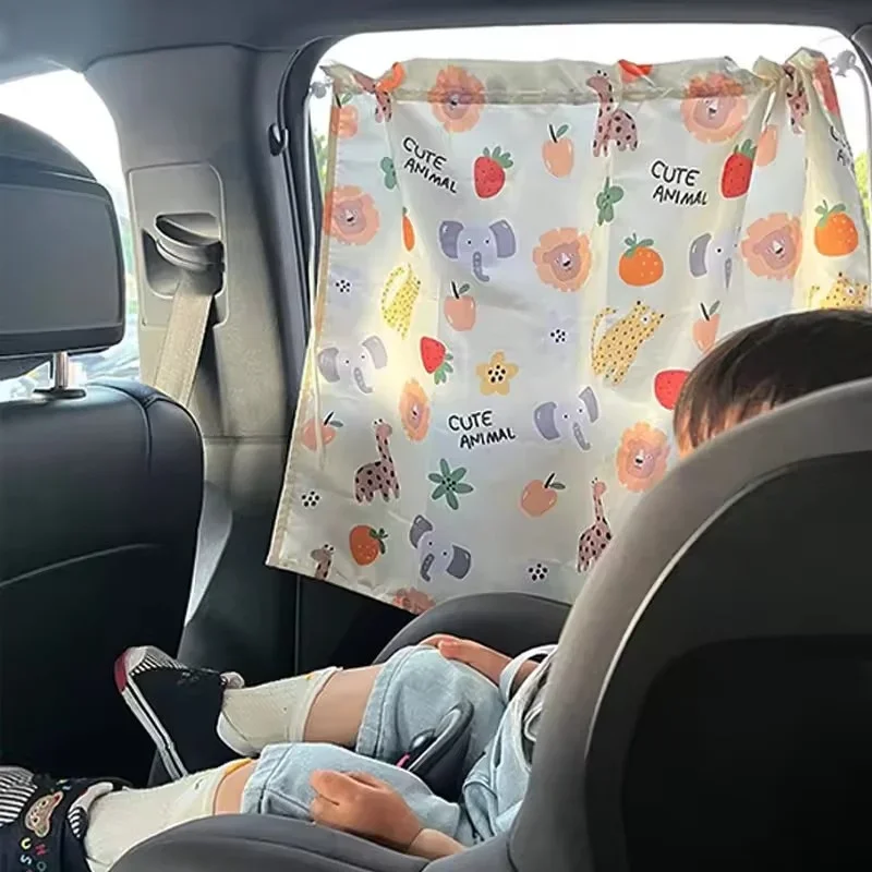 

Suction Cup Curtain In The Car Window Sunshade Cover Cartoon Universal Side Window Sunshade UV Protection For Kid Baby Children