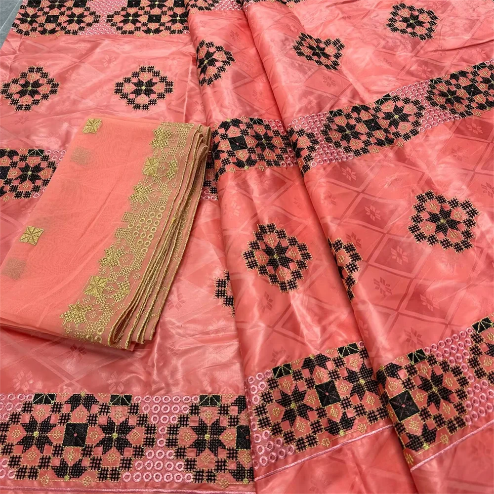 

5+2 Yards African Basin Riche Brode Fabric With Scarf Latest Wide 1.6M Fashion Embroidery Basin Lace Fabric For Wedding Party XX