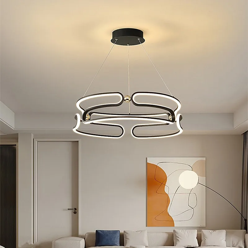 Modern minimalist dining room ceiling chandelier led variable light luxury home decoration aluminum bedroom room 2023 lighting