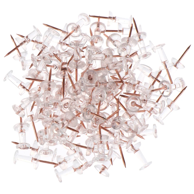 100pcs Transparent Rose Gold Push Pins Thumb Thumbtack Board Pins Drawing Photo Wall Studs Office School Supplies