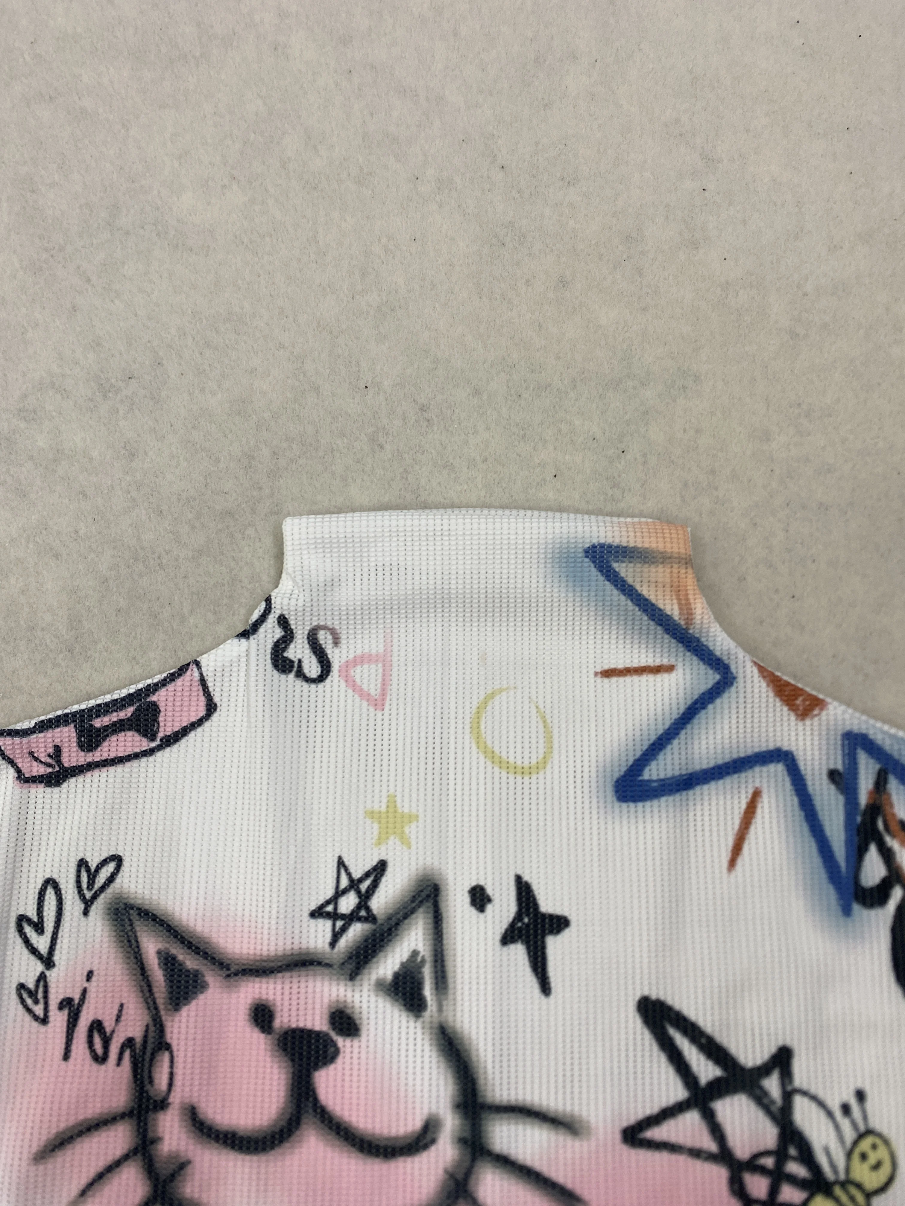 Retro INS Sommer Damen Hochgeschlossenes Neues Sommer-Waffel-Print-Top Orientalisches Koi Kurzarm-T-Shirt – Detail 11